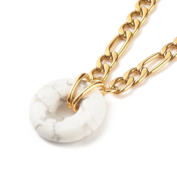 PandaHall Natural Howlite Donut Pendant Necklace, Gemstone Necklace with 304 Stainless Steel Figaro Chain for Women, Golden, 15.87 inch...
PandaHall Natural Howlite Donut Pendant Necklace, Gemstone Necklace with 304 Stainless Steel Figaro Chain for Women, Golden, 15.87 inch...