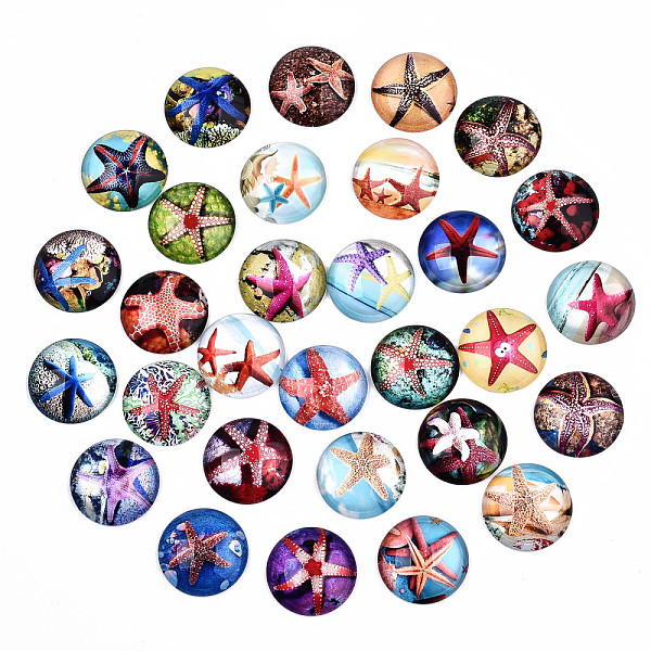 PandaHall Glass Cabochons, Half Round with Ocean Pattern, Mixed Color, 25x7.5mm, 30pcs/set Glass Half Round Multicolor
PandaHall Glass Cabochons, Half Round with Ocean Pattern, Mixed Color, 25x7.5mm, 30pcs/set Glass Half Round Multicolor