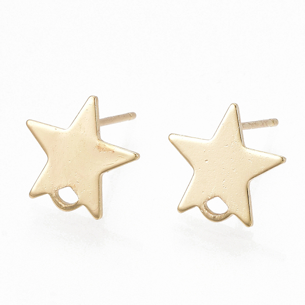 PandaHall Brass Stud Earring Findings, with Loop and Flat Plate, Star, Real 18K Gold Plated, 11x11.5mm, Hole: 1.2mm, Pin: 0.7mm Brass Star
PandaHall Brass Stud Earring Findings, with Loop and Flat Plate, Star, Real 18K Gold Plated, 11x11.5mm, Hole: 1.2mm, Pin: 0.7mm Brass Star