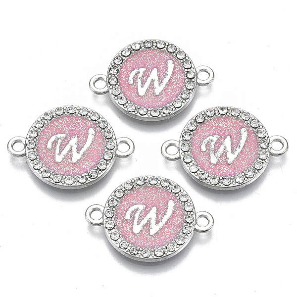 PandaHall Alloy Enamel Links Connectors, with Crystal Rhinestones, Flat Round with Letter, Silver Color Plated, Letter.W, 22x16x2mm, Hole..., Pink
PandaHall Alloy Enamel Links Connectors, with Crystal Rhinestones, Flat Round with Letter, Silver Color Plated, Letter.W, 22x16x2mm, Hole..., Pink