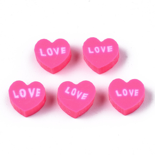 PandaHall Handmade Polymer Clay Beads, Heart with Word Love, Hot Pink, 8~8.5x9~9.5x4.5mm, Hole: 1.8mm Polymer Clay Heart
PandaHall Handmade Polymer Clay Beads, Heart with Word Love, Hot Pink, 8~8.5x9~9.5x4.5mm, Hole: 1.8mm Polymer Clay Heart