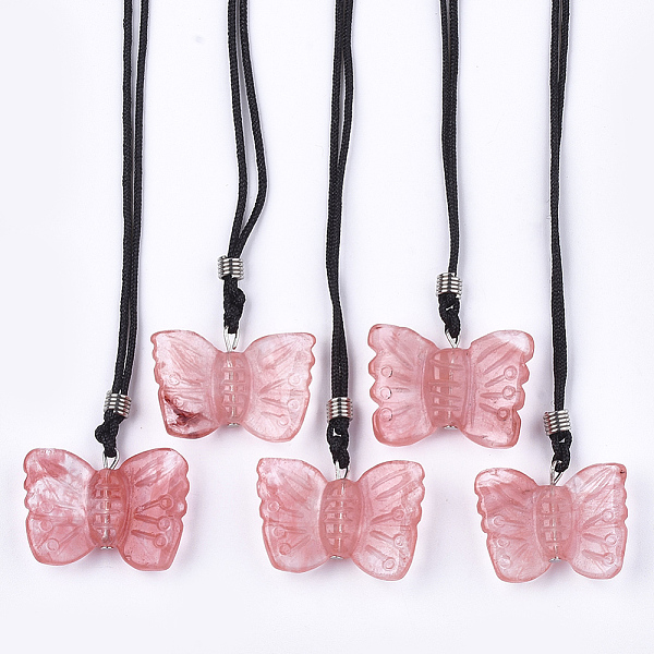 PandaHall Watermelon Stone Glass Pendant Necklaces, with Polyester Cords and Iron & Brass Findings, Butterfly, 14.1 inch~29.9 inch(36~76cm)...
PandaHall Watermelon Stone Glass Pendant Necklaces, with Polyester Cords and Iron & Brass Findings, Butterfly, 14.1 inch~29.9 inch(36~76cm)...