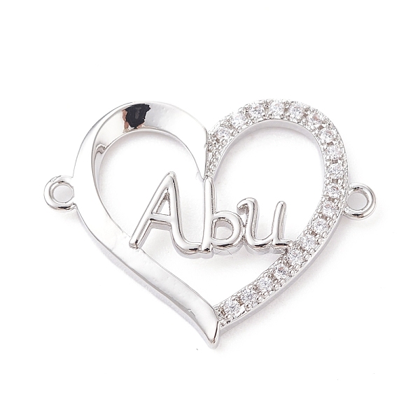 PandaHall Brass Micro Pave Clear Cubic Zirconia Links, Long-Lasting Plated, Heart with Word Abu, Platinum, 19x23x3mm, Hole: 1.2mm...
PandaHall Brass Micro Pave Clear Cubic Zirconia Links, Long-Lasting Plated, Heart with Word Abu, Platinum, 19x23x3mm, Hole: 1.2mm...