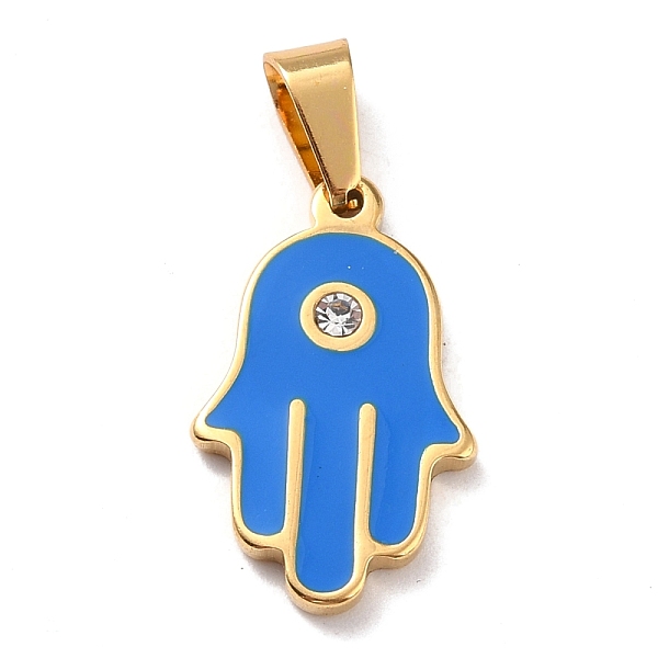 PandaHall 304 Stainless Steel Enamel Pendants, with Rhinestone and 201 Stainless Steel Bails, Hamsa Hand, Dodger Blue, 22x13x2.5mm, Hole..., Clear
PandaHall 304 Stainless Steel Enamel Pendants, with Rhinestone and 201 Stainless Steel Bails, Hamsa Hand, Dodger Blue, 22x13x2.5mm, Hole..., Clear
