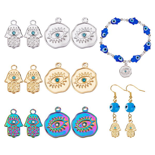 PandaHall CHGCRAFT 12Pcs 6 Style 304 Stainless Steel Rhinestone Pendant, Hamsa Hand/Hand of Miriam & Nugget with Eye, Mixed Color, 17x11x2mm...
PandaHall CHGCRAFT 12Pcs 6 Style 304 Stainless Steel Rhinestone Pendant, Hamsa Hand/Hand of Miriam & Nugget with Eye, Mixed Color, 17x11x2mm...