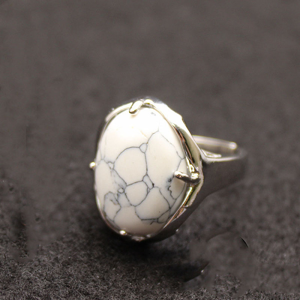 PandaHall Oval Natural Howlite Adjustable Ring, Platinum Alloy Jewelry for Women, Inner Diameter: 18mm Howlite Oval
PandaHall Oval Natural Howlite Adjustable Ring, Platinum Alloy Jewelry for Women, Inner Diameter: 18mm Howlite Oval