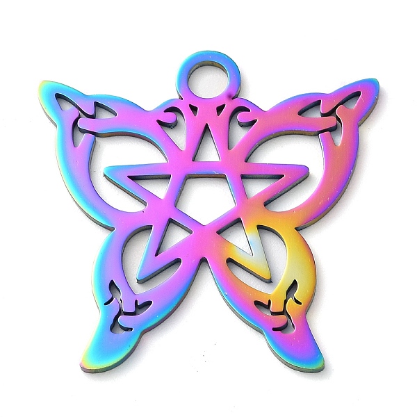 PandaHall 304 Stainless Steel Pendants, Butterfly with Star Charms, Rainbow Color, 40x40x1.5mm, Hole: 4.8mm 304 Stainless Steel Butterfly
PandaHall 304 Stainless Steel Pendants, Butterfly with Star Charms, Rainbow Color, 40x40x1.5mm, Hole: 4.8mm 304 Stainless Steel Butterfly