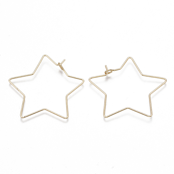 PandaHall Brass Earring Hooks, Nickel Free, Real 18K Gold Plated, Star, 20 Gauge, 34~35x36~37.5x0.8mm Brass
PandaHall Brass Earring Hooks, Nickel Free, Real 18K Gold Plated, Star, 20 Gauge, 34~35x36~37.5x0.8mm Brass