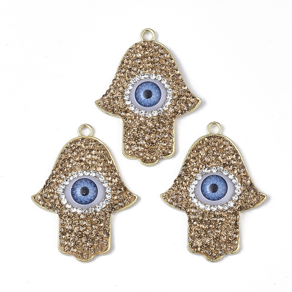PandaHall Golden Plated Alloy Pendants, with Polymer Clay Rhinestone and Resin, Hamsa Hand/Hand of Fatima/Hand of Miriam with Evil Eye..., Yellow
PandaHall Golden Plated Alloy Pendants, with Polymer Clay Rhinestone and Resin, Hamsa Hand/Hand of Fatima/Hand of Miriam with Evil Eye..., Yellow