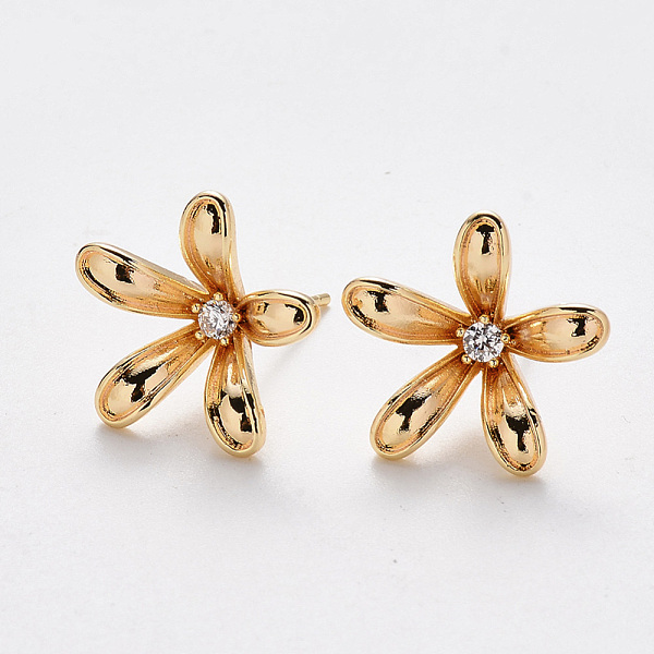 PandaHall Brass Cubic Zirconia Stud Earring Findings, with Loop, Nickel Free, Flower, Clear, Real 18K Gold Plated, 16.5x16.5mm, Hole: 1.2mm...
PandaHall Brass Cubic Zirconia Stud Earring Findings, with Loop, Nickel Free, Flower, Clear, Real 18K Gold Plated, 16.5x16.5mm, Hole: 1.2mm...