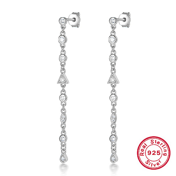 PandaHall Rhodium Plated 925 Sterling Silver Stud Earrings, Cubic Zirconia Chains Tassel Earrings, Platinum, 43x30mm Sterling Silver
PandaHall Rhodium Plated 925 Sterling Silver Stud Earrings, Cubic Zirconia Chains Tassel Earrings, Platinum, 43x30mm Sterling Silver