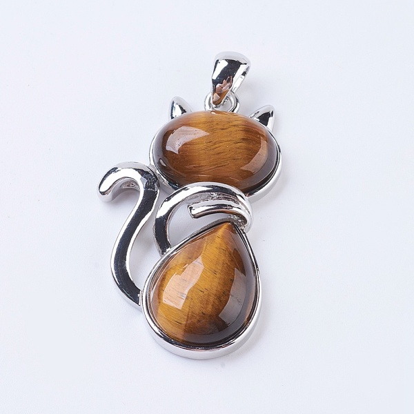 PandaHall Natural Tiger Eye Kitten Pendants, with Brass Findings, Cat Silhouette Shape, Platinum, 45x27x8mm, Hole: 5x7mm Tiger Eye Cat Shape
PandaHall Natural Tiger Eye Kitten Pendants, with Brass Findings, Cat Silhouette Shape, Platinum, 45x27x8mm, Hole: 5x7mm Tiger Eye Cat Shape