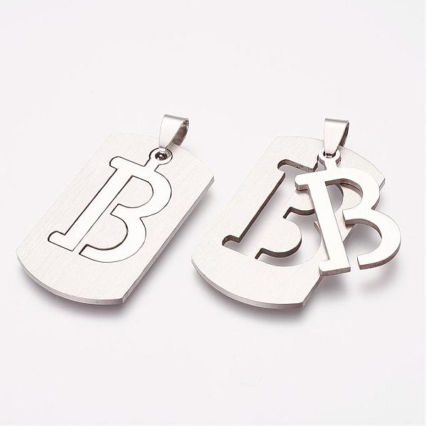 PandaHall 304 Stainless Steel Split Pendants, Rectangle with Letter.B, 41x23x1mm, Hole: 4x6~9mm 304 Stainless Steel Letter B
PandaHall 304 Stainless Steel Split Pendants, Rectangle with Letter.B, 41x23x1mm, Hole: 4x6~9mm 304 Stainless Steel Letter B