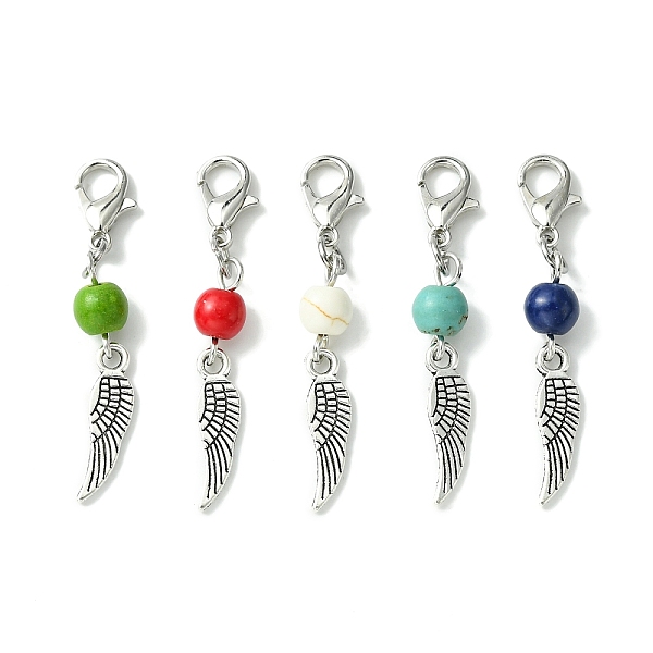 PandaHall Alloy Wing Pendant Decorations, with Dyed Synthetic Turquoise Beads and Alloy Lobster Claw Clasps, Mixed Color, 43mm Alloy Wing..., Multicolor
PandaHall Alloy Wing Pendant Decorations, with Dyed Synthetic Turquoise Beads and Alloy Lobster Claw Clasps, Mixed Color, 43mm Alloy Wing..., Multicolor