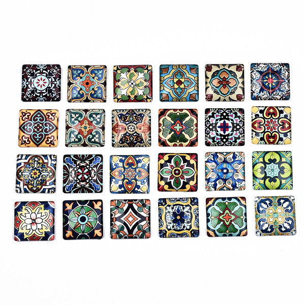 PandaHall Glass Cabochons, Square with Floor Tile Pattern, Mixed Color, 25x25x7mm, 24pcs/set Glass Square Multicolor
PandaHall Glass Cabochons, Square with Floor Tile Pattern, Mixed Color, 25x25x7mm, 24pcs/set Glass Square Multicolor