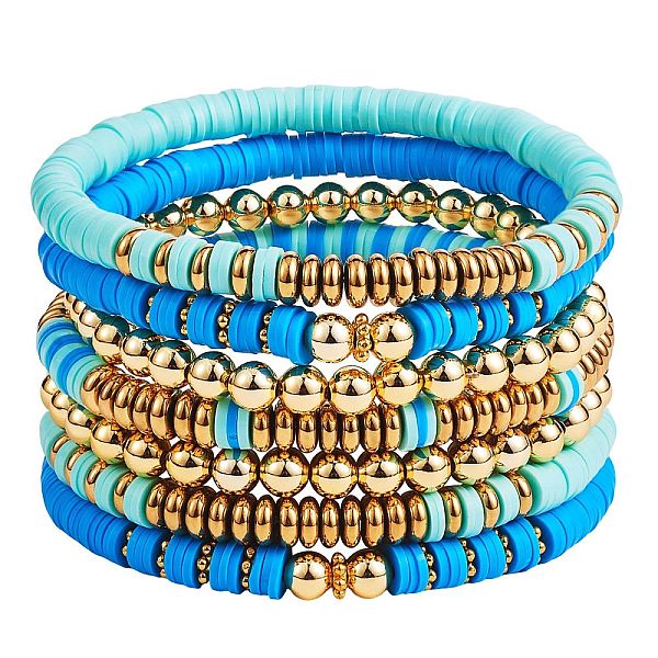 PandaHall Synthetic Hematite & Polymer Clay Heishi Beads Stretch Bracelets Set, Golden Plated Round Beads Bracelets for Women, Dodger Blue...
PandaHall Synthetic Hematite & Polymer Clay Heishi Beads Stretch Bracelets Set, Golden Plated Round Beads Bracelets for Women, Dodger Blue...