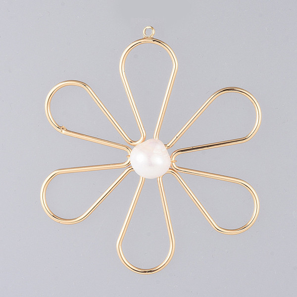 PandaHall Natural Cultured Freshwater Pearl Pendants, with Alloy Findings, Flower, Golden, 58x51x9.5mm, Hole: 1.8mm Pearl Flower
PandaHall Natural Cultured Freshwater Pearl Pendants, with Alloy Findings, Flower, Golden, 58x51x9.5mm, Hole: 1.8mm Pearl Flower