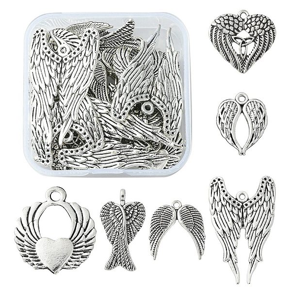 PandaHall 30Pcs 6 Styles Alloy Pendant, Wing, Antique Silver, 21~39x16~24x1~4mm, Hole: 1.5~2mm, 5pcs/style Alloy Wing
PandaHall 30Pcs 6 Styles Alloy Pendant, Wing, Antique Silver, 21~39x16~24x1~4mm, Hole: 1.5~2mm, 5pcs/style Alloy Wing