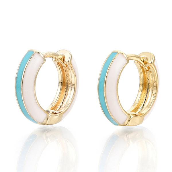PandaHall Brass Huggie Hoop Earrings, with Two Tone Enamel, Real 18K Gold Plated, Dark Turquoise, 15x16.5x5mm, Pin: 1x1mm Brass Cyan
PandaHall Brass Huggie Hoop Earrings, with Two Tone Enamel, Real 18K Gold Plated, Dark Turquoise, 15x16.5x5mm, Pin: 1x1mm Brass Cyan
