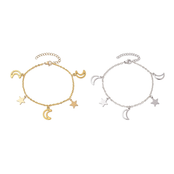 PandaHall 2Pcs 2 Colors 304 Stainless Steel & Iron Cable Chain Bracelets, Moon & Star Charm Bracelets for Women, Golden & Stainless Steel...
PandaHall 2Pcs 2 Colors 304 Stainless Steel & Iron Cable Chain Bracelets, Moon & Star Charm Bracelets for Women, Golden & Stainless Steel...
