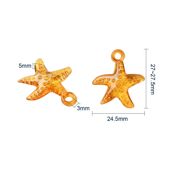 PandaHall Transparent Acrylic Pendants, Starfish, Mixed Color, 27~27.5x24.5x5mm, Hole: 3mm, 100pcs/bag Acrylic Starfish Multicolor
PandaHall Transparent Acrylic Pendants, Starfish, Mixed Color, 27~27.5x24.5x5mm, Hole: 3mm, 100pcs/bag Acrylic Starfish Multicolor