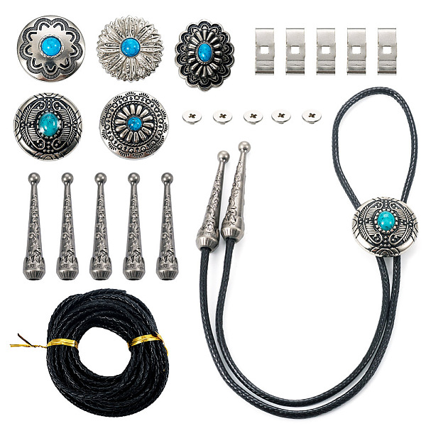 PandaHall DIY Flower Bolo Tie Making Kit, Including Zinc Alloy Buttons & Cord End, Braided Cowhide Cords, Alloy & Turquoise Buttons, Bolo...
PandaHall DIY Flower Bolo Tie Making Kit, Including Zinc Alloy Buttons & Cord End, Braided Cowhide Cords, Alloy & Turquoise Buttons, Bolo...