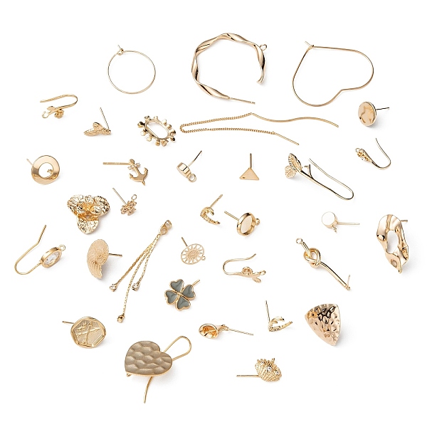PandaHall Random Mixed Brass Earring Hooks & Earring Stud, Real 18K Gold Plated, 20~28x7~10mm, Hole: 3~4mm, Pin: 0.8~1mm Brass
PandaHall Random Mixed Brass Earring Hooks & Earring Stud, Real 18K Gold Plated, 20~28x7~10mm, Hole: 3~4mm, Pin: 0.8~1mm Brass