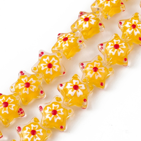 PandaHall Handmade Lampwork Beads Strands, with Enamel, Star with Sakura Pattern, Gold, 13x13.5x12mm, Hole: 1mm, about 33pcs/strand, 14.72...
PandaHall Handmade Lampwork Beads Strands, with Enamel, Star with Sakura Pattern, Gold, 13x13.5x12mm, Hole: 1mm, about 33pcs/strand, 14.72...