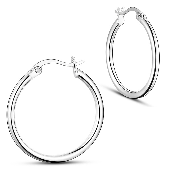 PandaHall SHEGRACE Rhodium Plated 925 Sterling Silver Hoop Earrings, Platinum, 23x2mm Sterling Silver
PandaHall SHEGRACE Rhodium Plated 925 Sterling Silver Hoop Earrings, Platinum, 23x2mm Sterling Silver