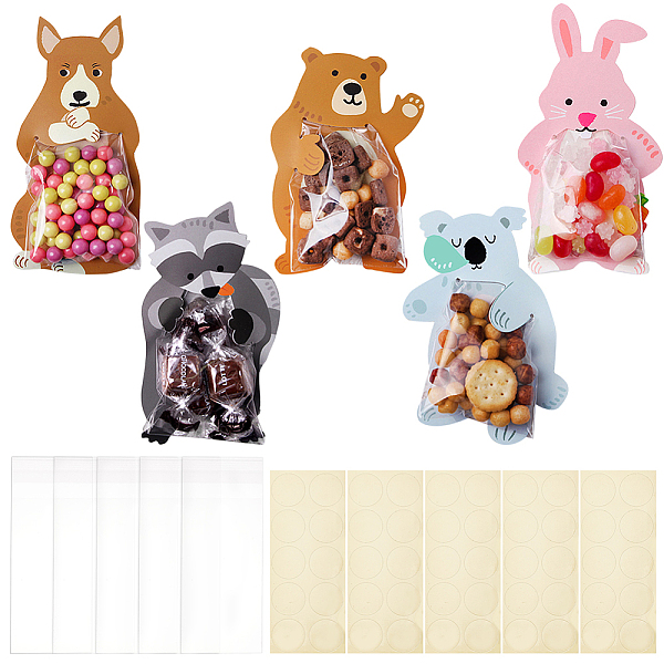 PandaHall BENECREAT 5 Sets 5 Styles Transparent Plastic Cookie Bag, with Cartoon Animal Card and Stickers, for Chocolate, Candy, Cookies..., Multicolor
PandaHall BENECREAT 5 Sets 5 Styles Transparent Plastic Cookie Bag, with Cartoon Animal Card and Stickers, for Chocolate, Candy, Cookies..., Multicolor