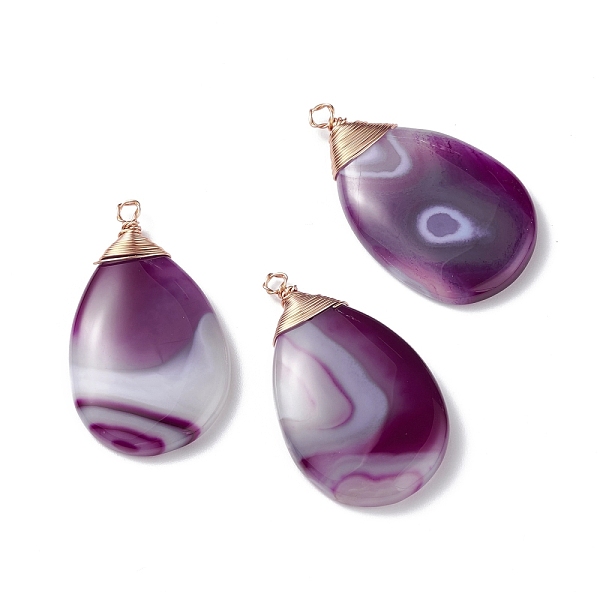 PandaHall Natural Striped Agate/Banded Agate Pendants, with Light Gold Tone Copper Wire, Medium Purple, Teardrop , Medium Purple...
PandaHall Natural Striped Agate/Banded Agate Pendants, with Light Gold Tone Copper Wire, Medium Purple, Teardrop , Medium Purple...