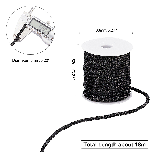 PandaHall 3 Braided Cord Trim, 5mm Decorative Twine Cord Rope Shiny Viscose Cording for Home Décor, Embellish Costumes, Christmas Bag..., Black
PandaHall 3 Braided Cord Trim, 5mm Decorative Twine Cord Rope Shiny Viscose Cording for Home Décor, Embellish Costumes, Christmas Bag..., Black