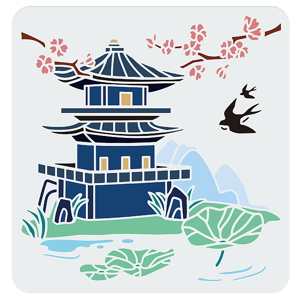 PandaHall FINGERINSPIRE Oriental Pagoda Stencil 30x30cm Ancient Tower Stencil Cutout Drawing Templates Architecture Cherry Blossoms Swallow..., White
PandaHall FINGERINSPIRE Oriental Pagoda Stencil 30x30cm Ancient Tower Stencil Cutout Drawing Templates Architecture Cherry Blossoms Swallow..., White