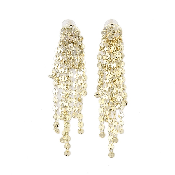 PandaHall Brass Pendants Stud Earrings, Oblate Fringe, Golden, 90x14mm Brass Flat Round
PandaHall Brass Pendants Stud Earrings, Oblate Fringe, Golden, 90x14mm Brass Flat Round