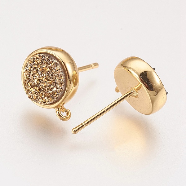 PandaHall Brass Ear Stud Findings, with Druzy Resin Cabochon and Loop, Flat Round, Golden, Goldenrod, 12.5x10mm, Hole: 1mm, Pin: 0.7mm Brass..., Gold
PandaHall Brass Ear Stud Findings, with Druzy Resin Cabochon and Loop, Flat Round, Golden, Goldenrod, 12.5x10mm, Hole: 1mm, Pin: 0.7mm Brass..., Gold