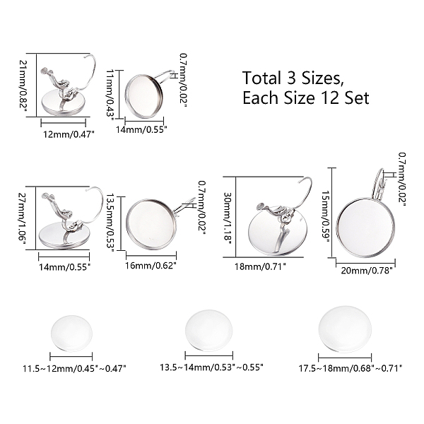 PandaHall UNICRAFTALE 3 Sizes 12/14/18mm Leverback Earring with Cabochons 36 Sets Stainless Steel Leverback Earring Base Round Earring...
PandaHall UNICRAFTALE 3 Sizes 12/14/18mm Leverback Earring with Cabochons 36 Sets Stainless Steel Leverback Earring Base Round Earring...