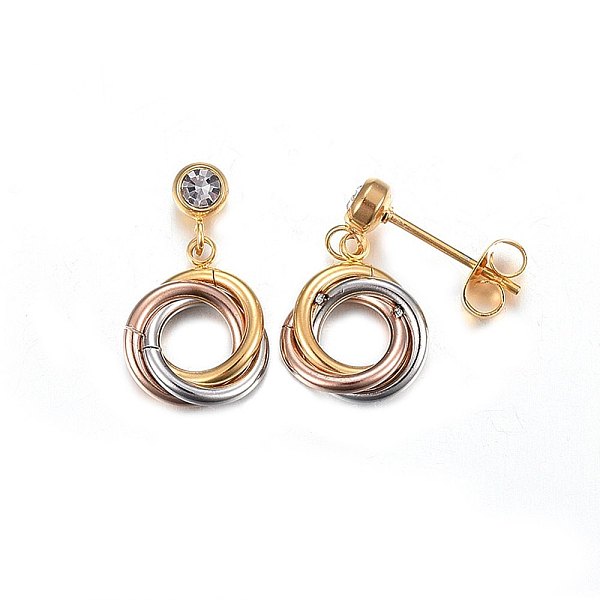 PandaHall 304 Stainless Steel Dangle Stud Earrings, with Rhinestone, Rings, Mixed Color, 20x11.5x3.5mm, Pin: 0.8mm Rhinestone Clear
PandaHall 304 Stainless Steel Dangle Stud Earrings, with Rhinestone, Rings, Mixed Color, 20x11.5x3.5mm, Pin: 0.8mm Rhinestone Clear