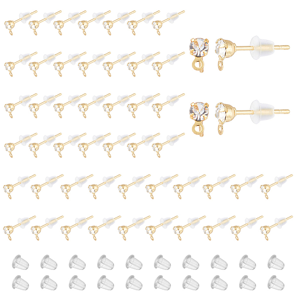 PandaHall DICOSMETIC 100Pcs Rhinestone Earring Post Golden Earring Stud with Horizontal Loop Cubic Zirconia Stud Earring Brass Ear Stud with..., Clear
PandaHall DICOSMETIC 100Pcs Rhinestone Earring Post Golden Earring Stud with Horizontal Loop Cubic Zirconia Stud Earring Brass Ear Stud with..., Clear