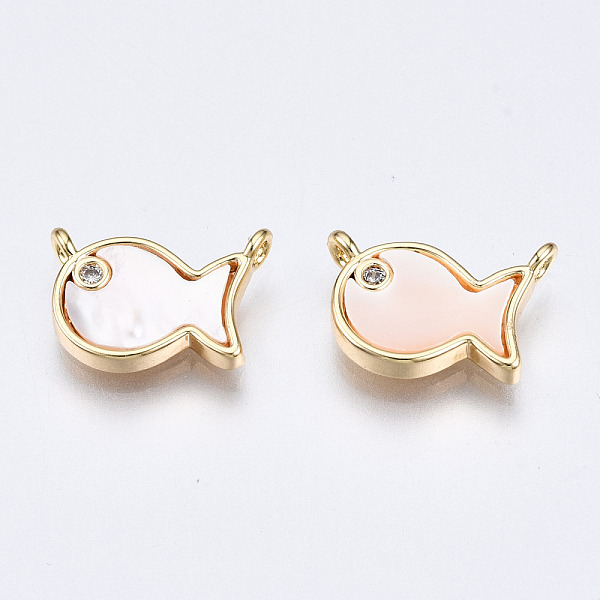 PandaHall Brass Micro Pave Clear Cubic Zirconia Links Connectors, with White Sea Shell, Nickel Free, Fish, Real 18K Gold Plated, 9x13.5x2mm...
PandaHall Brass Micro Pave Clear Cubic Zirconia Links Connectors, with White Sea Shell, Nickel Free, Fish, Real 18K Gold Plated, 9x13.5x2mm...