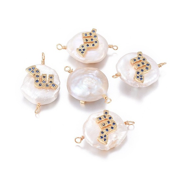 PandaHall Natural Pearl Links connectors, with Brass Micro Pave Cubic Zirconia Findings, Flat Round with Constellation, Golden, Marine Blue...
PandaHall Natural Pearl Links connectors, with Brass Micro Pave Cubic Zirconia Findings, Flat Round with Constellation, Golden, Marine Blue...