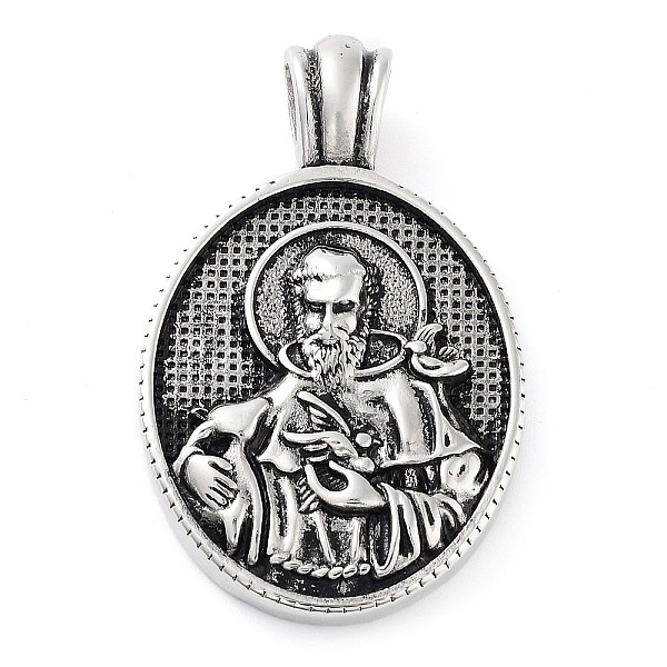 PandaHall 304 Stainless Steel Pendants, Oval with Saint Charm, Antique Silver, 42.5x26x2mm, Hole: 5mm 304 Stainless Steel Oval
PandaHall 304 Stainless Steel Pendants, Oval with Saint Charm, Antique Silver, 42.5x26x2mm, Hole: 5mm 304 Stainless Steel Oval