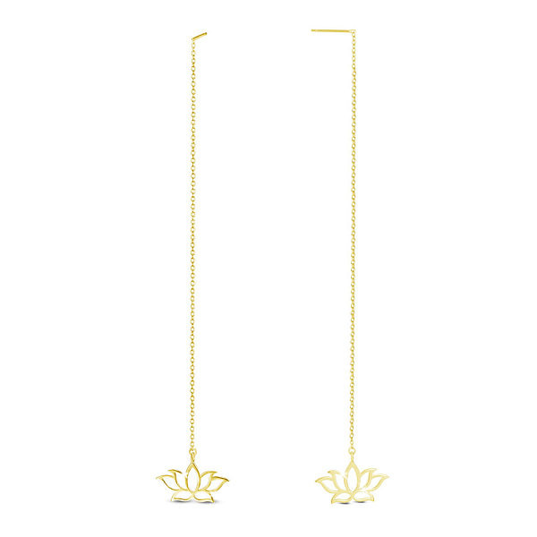 PandaHall SHEGRACE 925 Sterling Silver Ear Thread, Dangle Earrings, with Cable Chains, Lotus, Real 18K Gold Plated, 150mm Sterling Silver
PandaHall SHEGRACE 925 Sterling Silver Ear Thread, Dangle Earrings, with Cable Chains, Lotus, Real 18K Gold Plated, 150mm Sterling Silver
