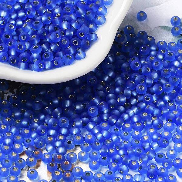 PandaHall 8/0 Glass Seed Beads, Frosted, Silver Lined, Round, Medium Blue, 3x2mm, Hole: 1mm Glass
PandaHall 8/0 Glass Seed Beads, Frosted, Silver Lined, Round, Medium Blue, 3x2mm, Hole: 1mm Glass