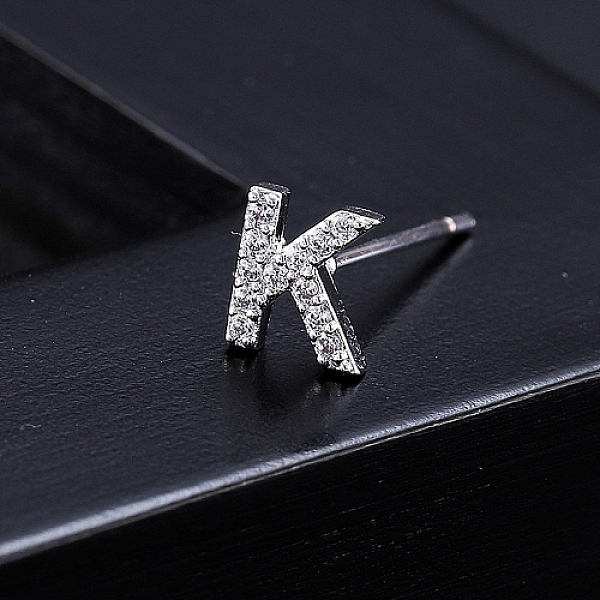 PandaHall Platinum Brass Micro Pave Cubic Zirconia Stud Earrings, Initial Letter, Letter K, No Size Cubic Zirconia Letter K Clear
PandaHall Platinum Brass Micro Pave Cubic Zirconia Stud Earrings, Initial Letter, Letter K, No Size Cubic Zirconia Letter K Clear