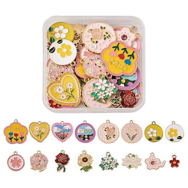PandaHall 32Pcs 16 Style Alloy Enamel Pendants, Golden, Rose & Hydrangea & Sunflower & Flower, Mixed Color, 12.5~30x10~29x1~4mm, Hole..., Multicolor
PandaHall 32Pcs 16 Style Alloy Enamel Pendants, Golden, Rose & Hydrangea & Sunflower & Flower, Mixed Color, 12.5~30x10~29x1~4mm, Hole..., Multicolor