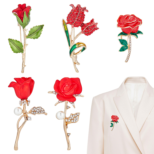 PandaHall 5Pcs 5 Styles Rose Flower Enamel Pins, Light Gold Alloy Badge for Backpack Clothes, Red, 37.5~63x22~33x7~16mm, 1Pc/style...
PandaHall 5Pcs 5 Styles Rose Flower Enamel Pins, Light Gold Alloy Badge for Backpack Clothes, Red, 37.5~63x22~33x7~16mm, 1Pc/style...