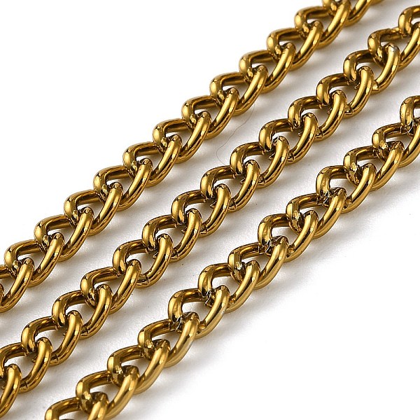 PandaHall Rack Plating Aluminum Curb Chains, Twisted Chains, Unwelded, with Spool, Golden, 5x4x1mm, about 328.08 Feet(100m)/Roll Aluminum
PandaHall Rack Plating Aluminum Curb Chains, Twisted Chains, Unwelded, with Spool, Golden, 5x4x1mm, about 328.08 Feet(100m)/Roll Aluminum