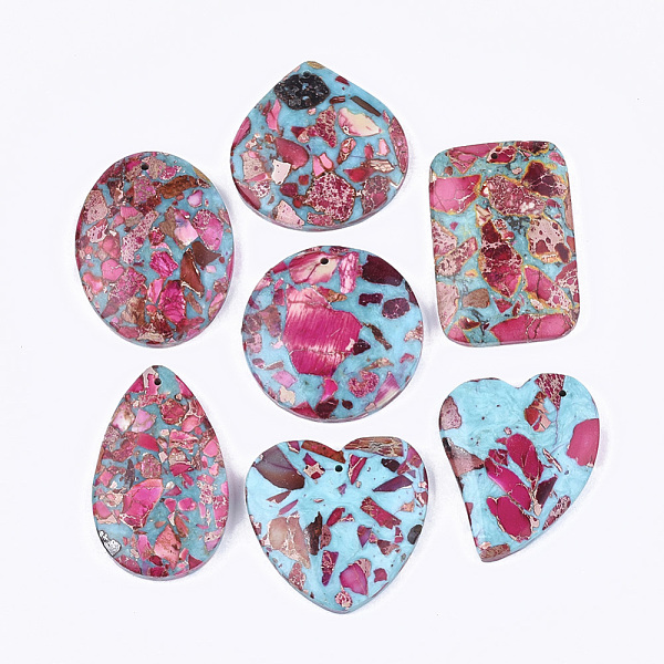 PandaHall Assembled Synthetic Imperial Jasper and Turquoise Pendants, Dyed, Mixed Shapes, Deep Pink, 38.5~48x30~40x6.5~7.5mm, Hole: 1.4mm...
PandaHall Assembled Synthetic Imperial Jasper and Turquoise Pendants, Dyed, Mixed Shapes, Deep Pink, 38.5~48x30~40x6.5~7.5mm, Hole: 1.4mm...