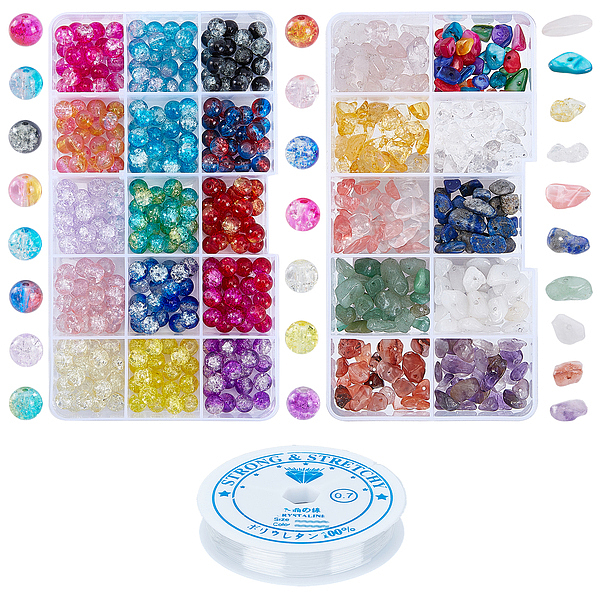 PandaHall AHANDMAKER 2 Sets 2 Style Natural & Synthetic Gemstone & Shell Beads, Chips, Round Transparent Glass Beads, with Elastic Thread..., Multicolor
PandaHall AHANDMAKER 2 Sets 2 Style Natural & Synthetic Gemstone & Shell Beads, Chips, Round Transparent Glass Beads, with Elastic Thread..., Multicolor