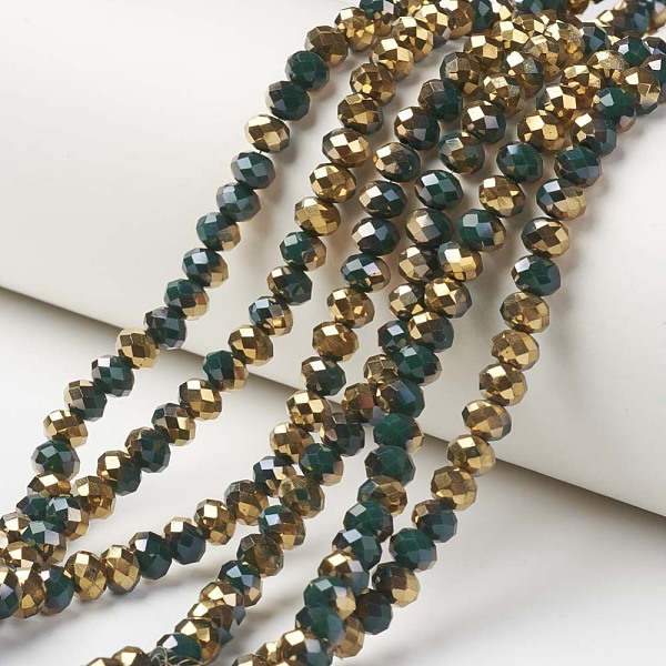PandaHall Electroplate Opaque Glass Beads Strands, Half Golden Plated, Faceted, Rondelle, Dark Green, 6x5mm, Hole: 1mm, about...
PandaHall Electroplate Opaque Glass Beads Strands, Half Golden Plated, Faceted, Rondelle, Dark Green, 6x5mm, Hole: 1mm, about...